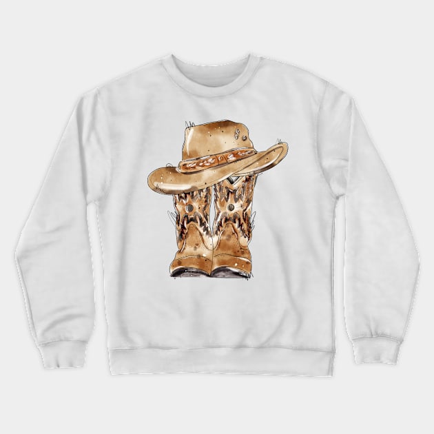 Cowboy hat with boots Crewneck Sweatshirt by HJstudioDesigns